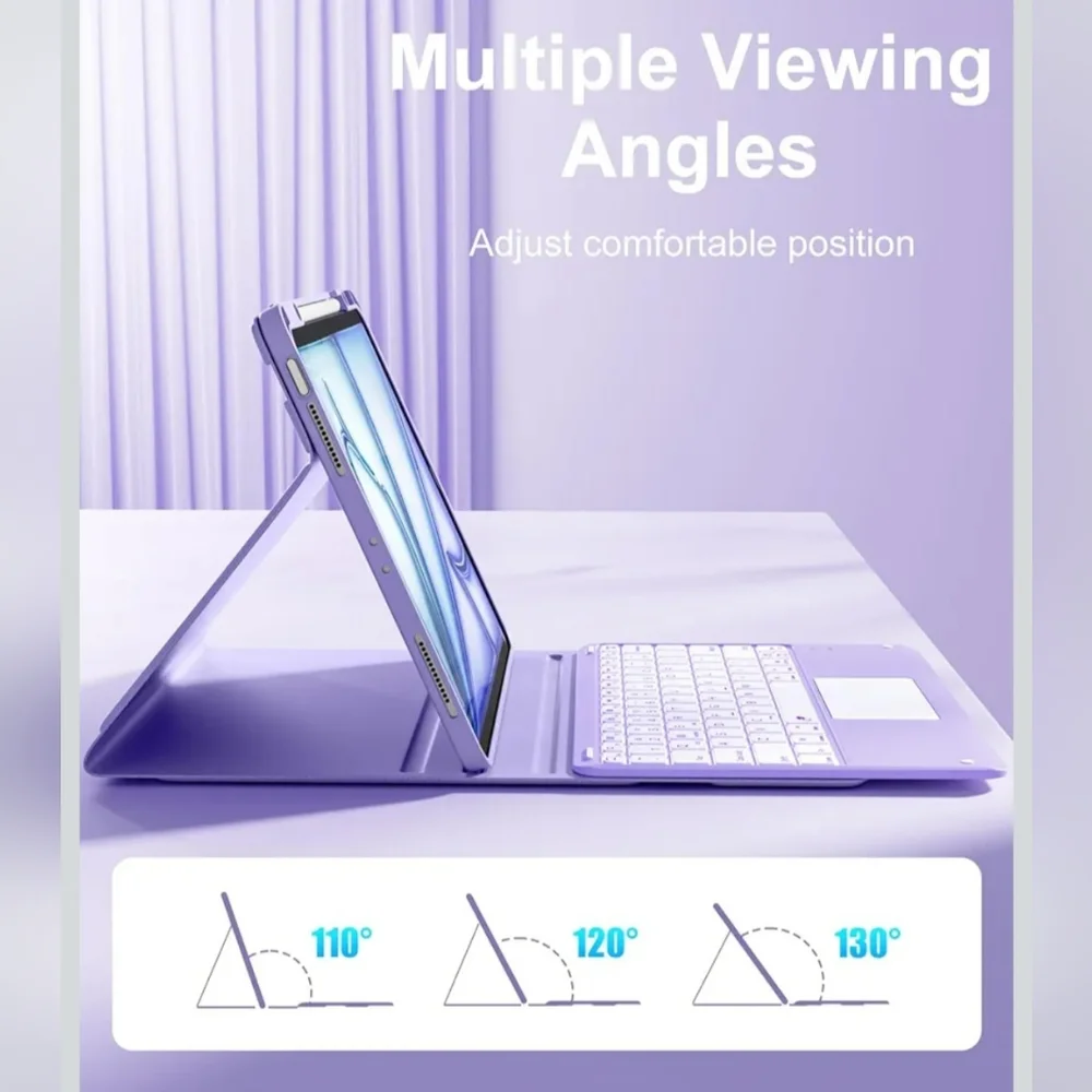 New- Purple Magnetic Tablet Case with Detachable Keyboard