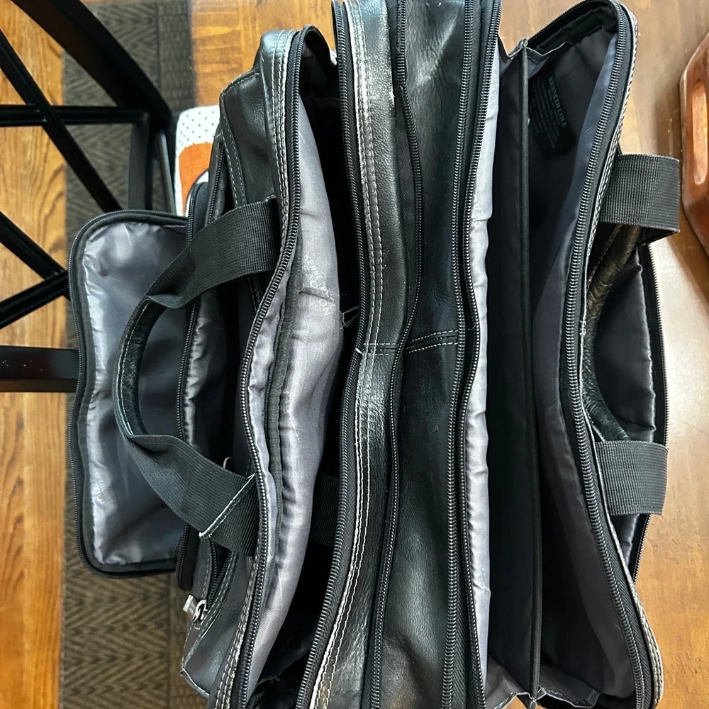 Kenneth Cole Reaction Black Leather Laptop Bag