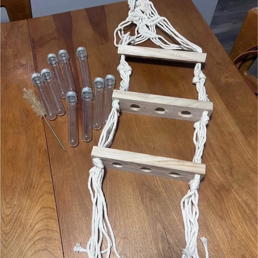 Macrame Hanging Shelf with Tubes