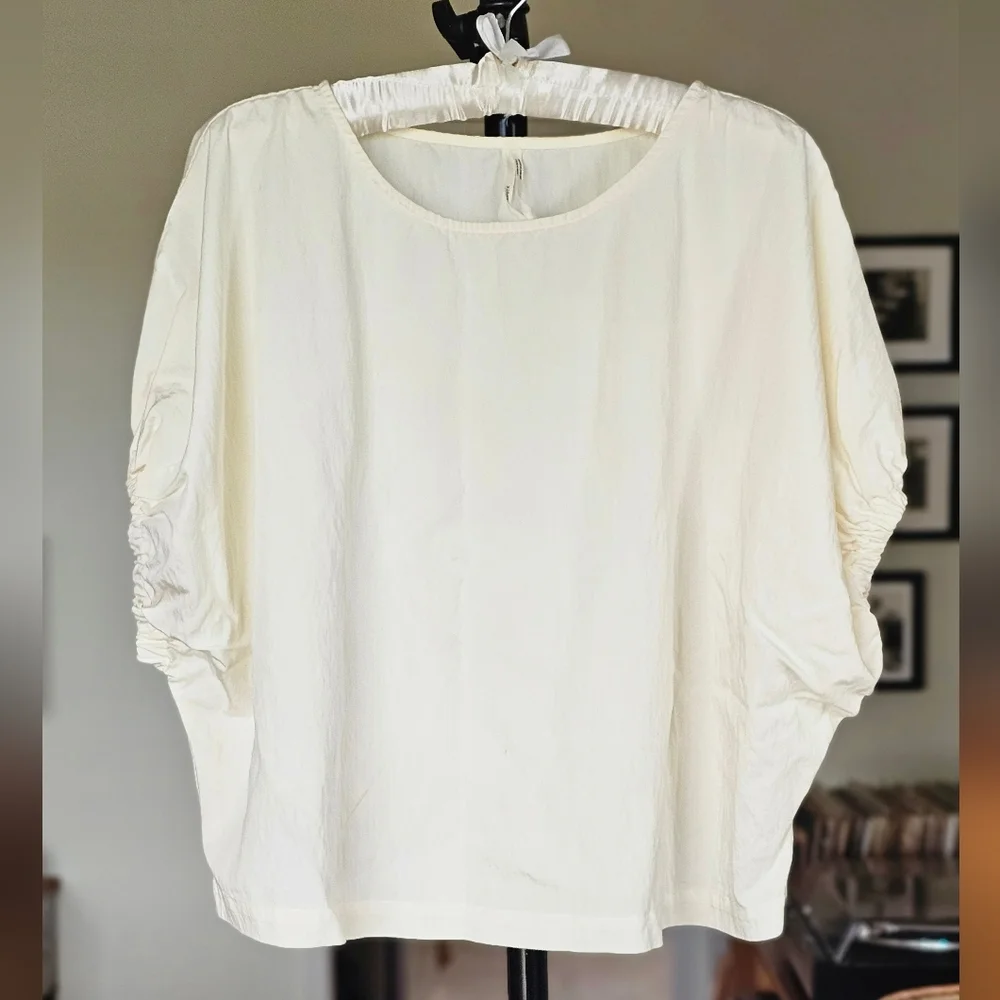 Anthropologie Balloon Sleeve Ivory Blouse