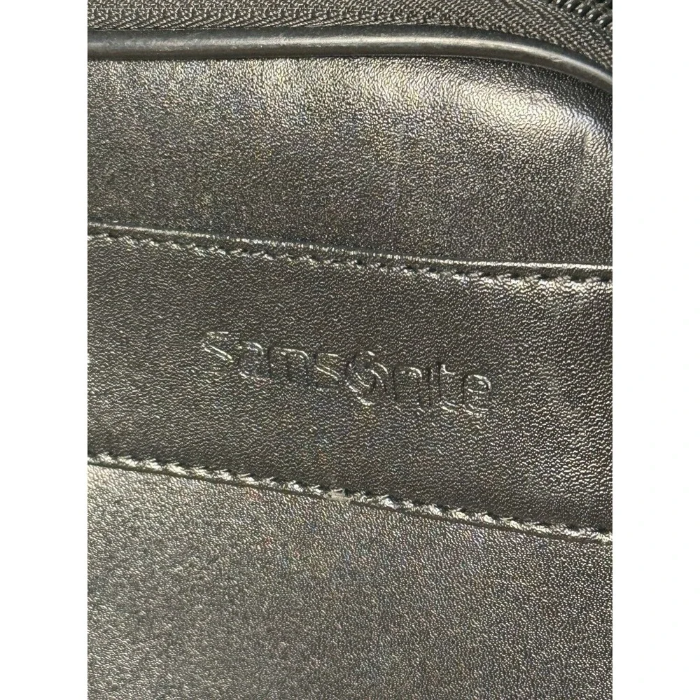 Samsonite Leather Briefcase Laptop Tablet Black Bag Shoulder Strap 16