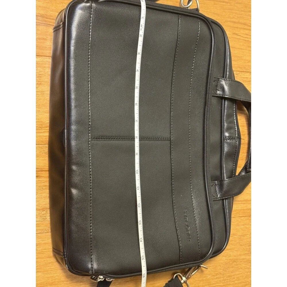 Samsonite Leather Briefcase Laptop Tablet Black Bag Shoulder Strap 16