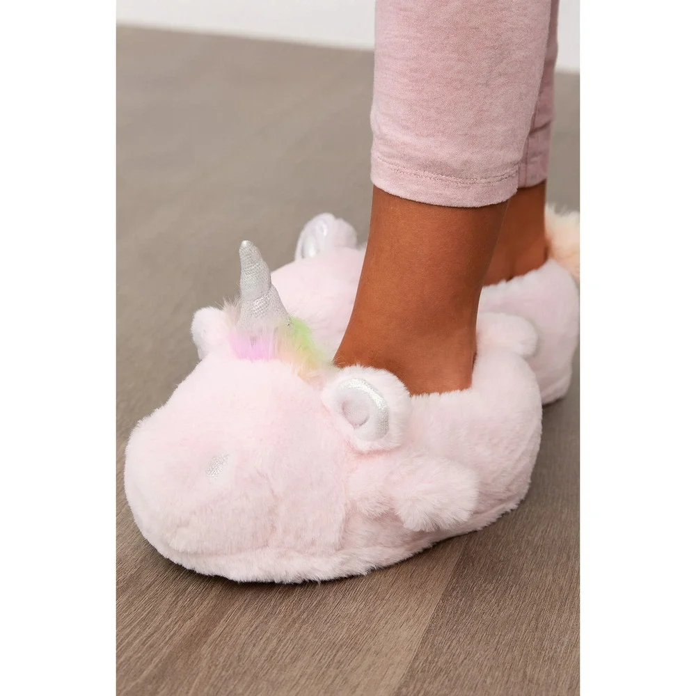 Girls' Cass Unicorn Slippers – Cat & Jack Pink Size 2-3 New With Tags