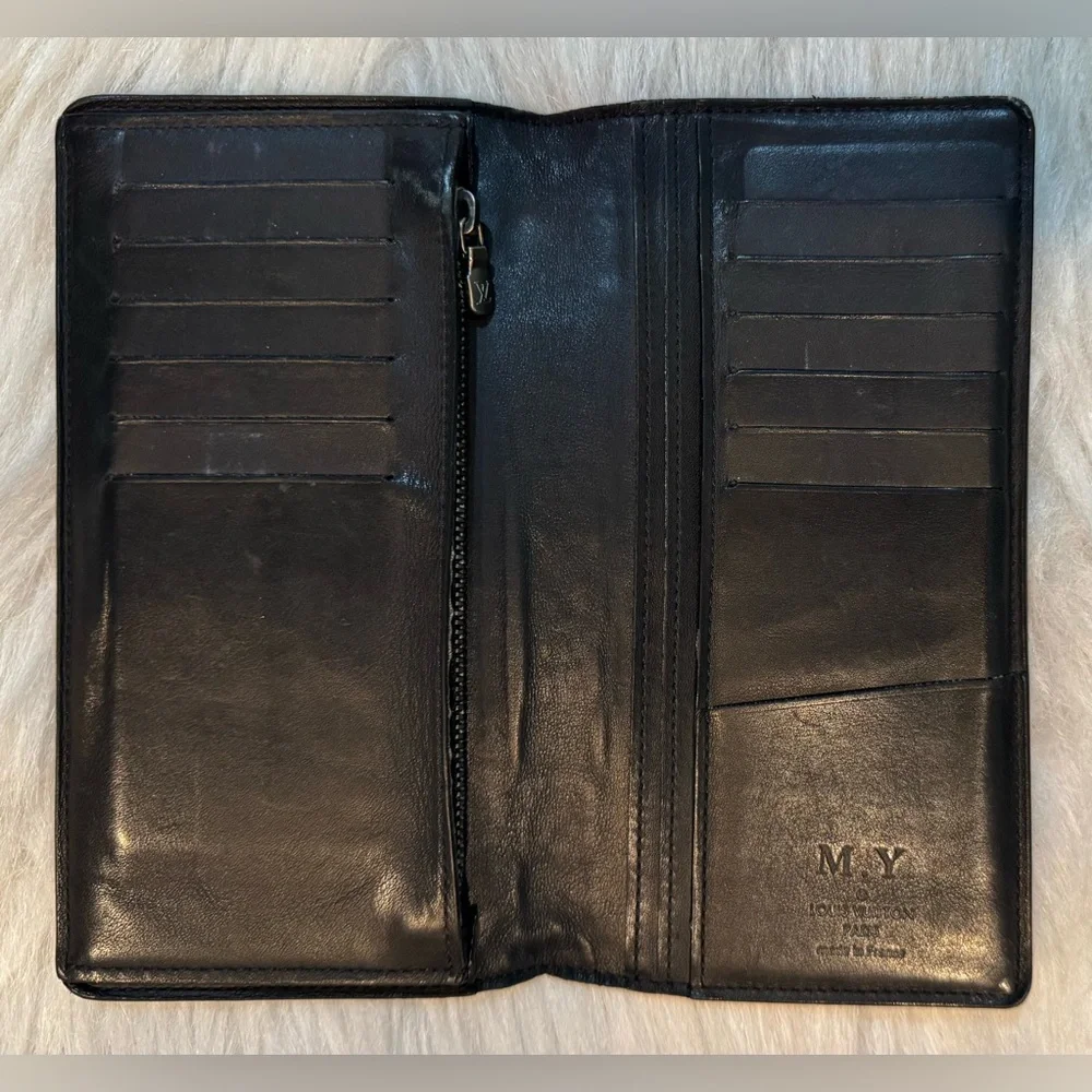 Authentic LOUIS VUITTON Damier Infini Calf Leather Brazza Long Wallet Onyx GUC
