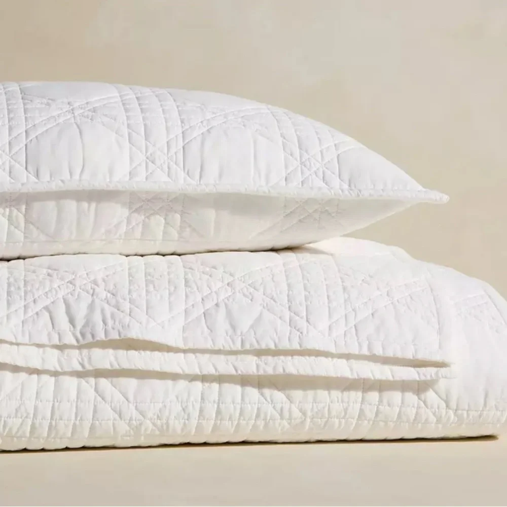 Serena & Lily Pair of Standard Lattice Pillow Shams in White