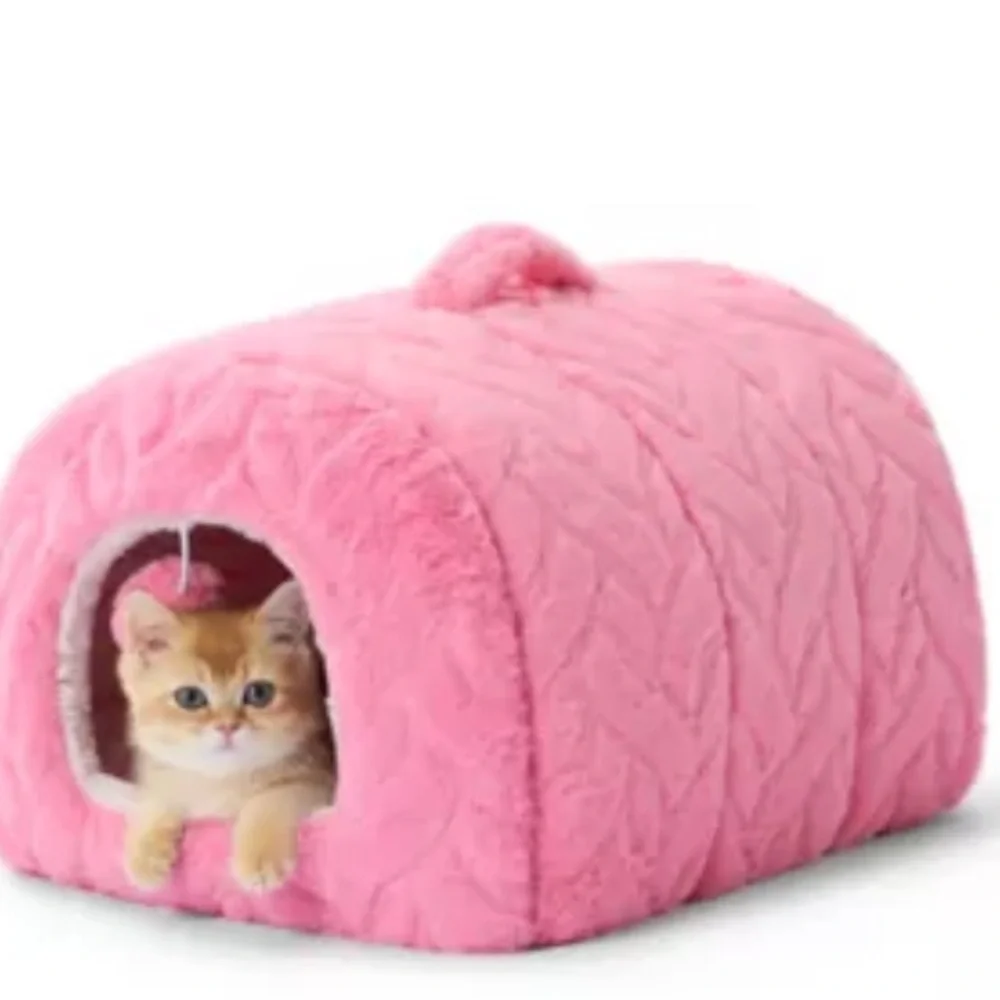 Whisker City® Fur Hiding Hut & Toy Cat Bed