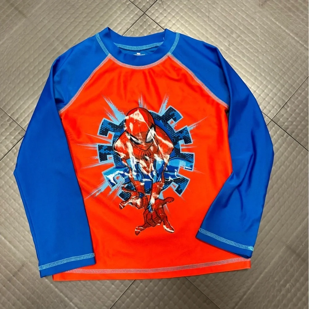 SPIDER MAN BOYS RASH GUARD SWIM SHIRT 5T