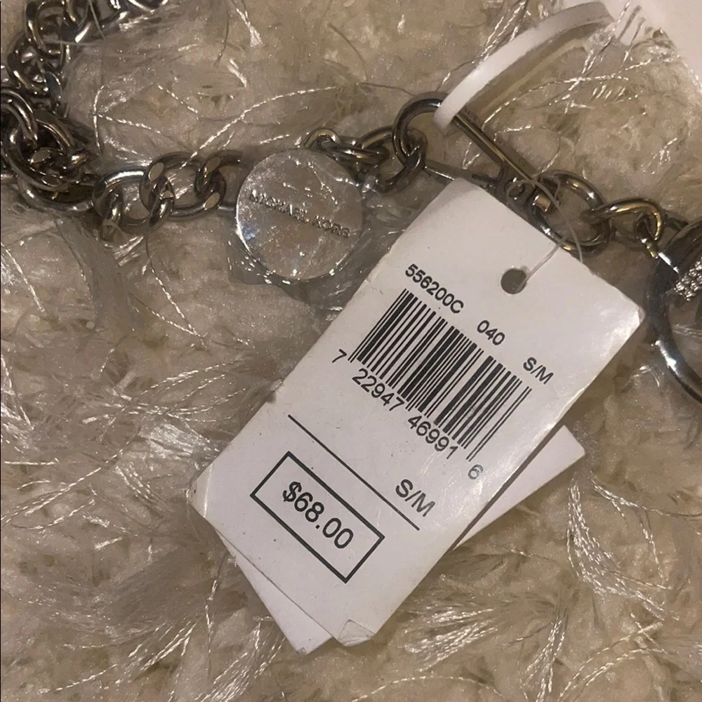Michael Kors Metallic Chain Belt with Logo Charm S/M