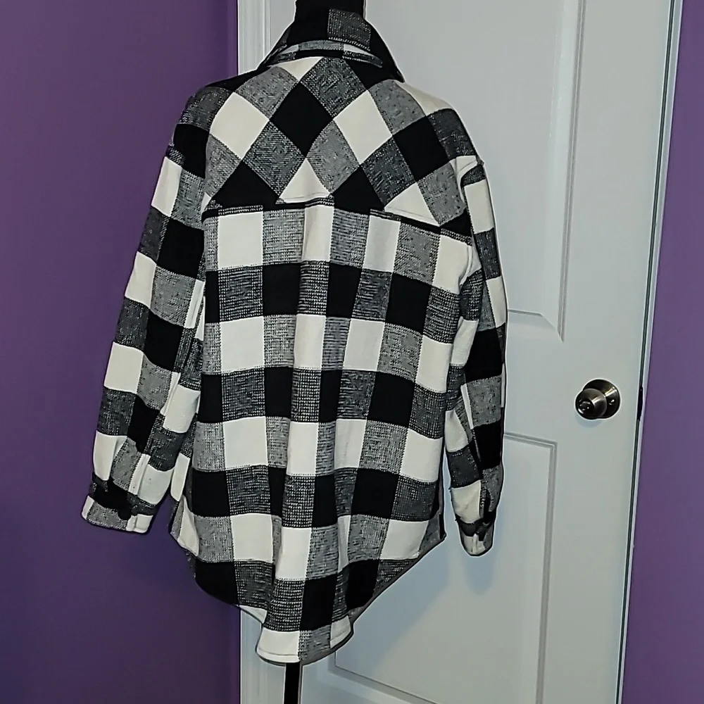 RDI Black and White Plaid Utility Jacket Sz: M