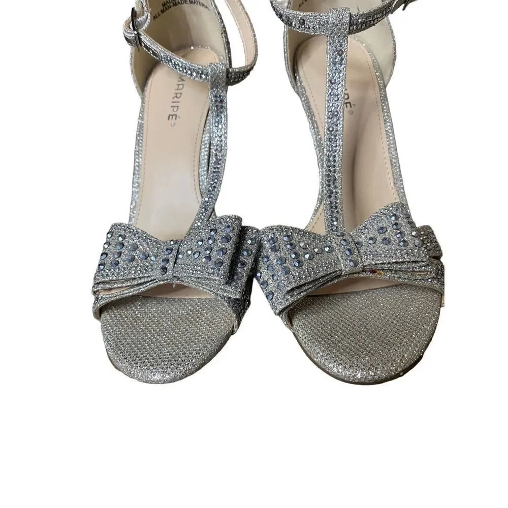 Maripe Natalia Rhinestone Encrusted T-Strap Heel Sandals