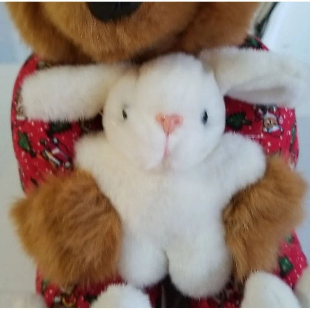 Plush creations 1995 vintage 15Inch plush bear with lovey rabbit & slippers