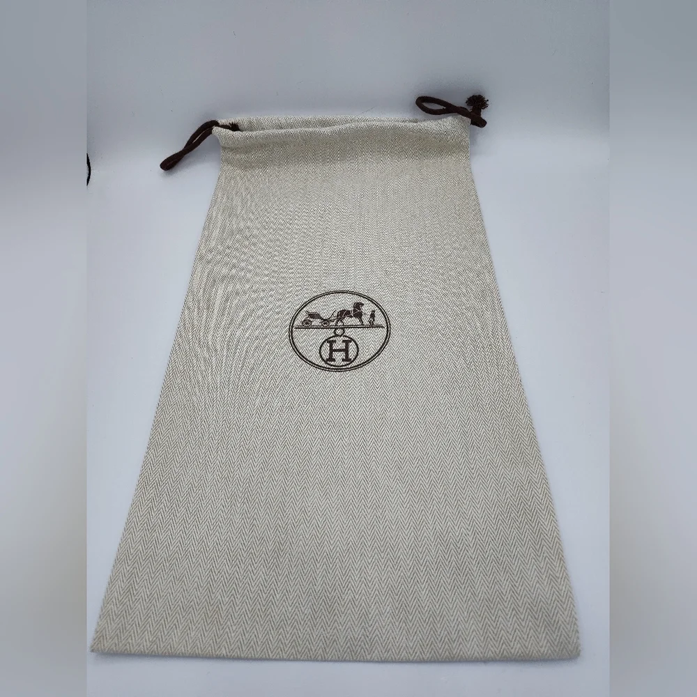 Authentic Hermès Herringbone Drawstring Dust Bag Shoe Bag Storage 17x10