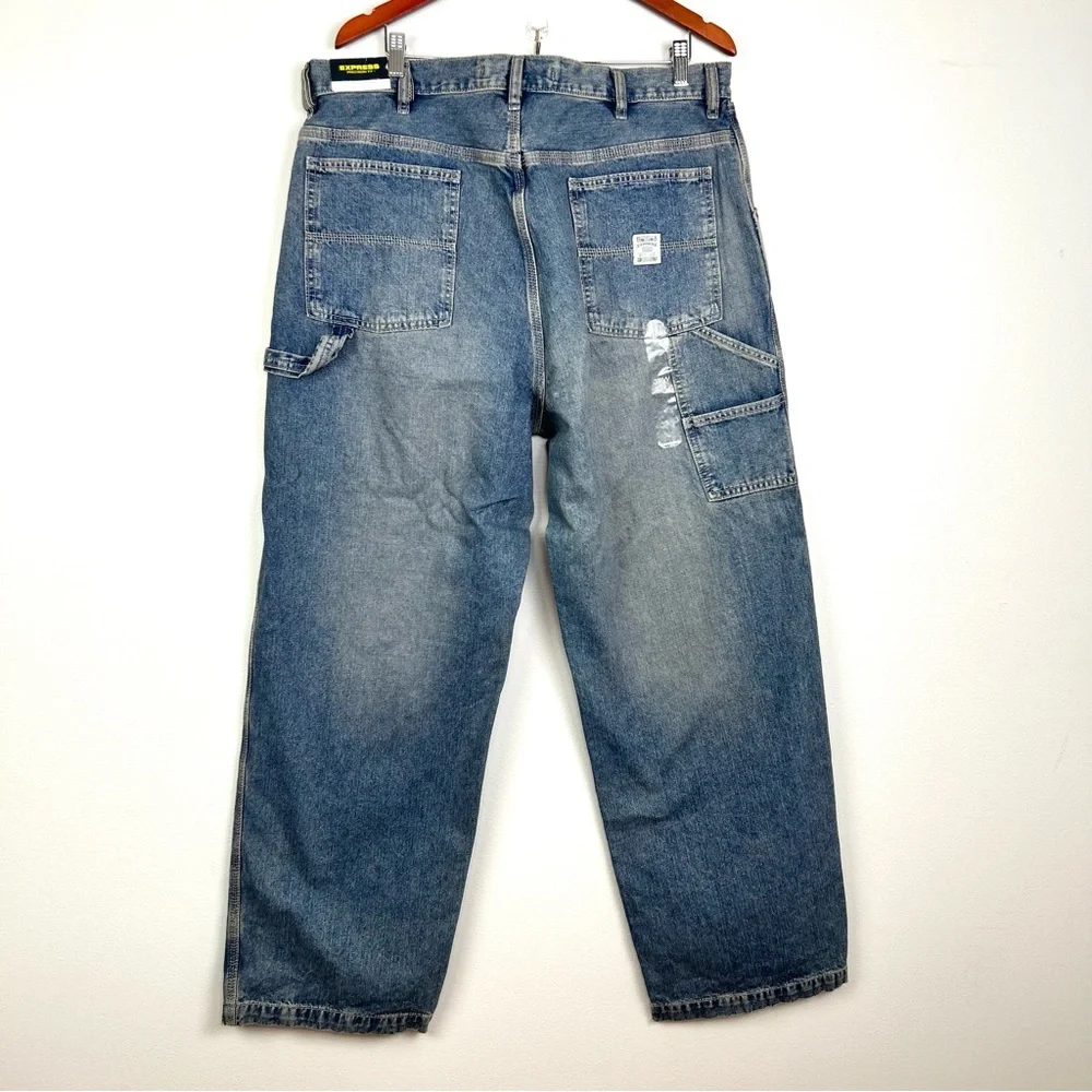 Express precision  fit carpenter sandblast  jeans men’s size 38W 32L blue NWT