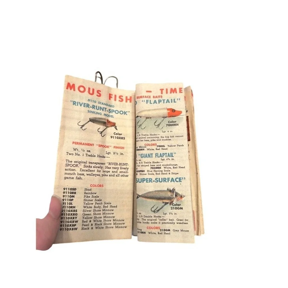 Heddon Fishing Lure Box and Catalog Vintage Dowagiac Michigan Bass Graphic OS