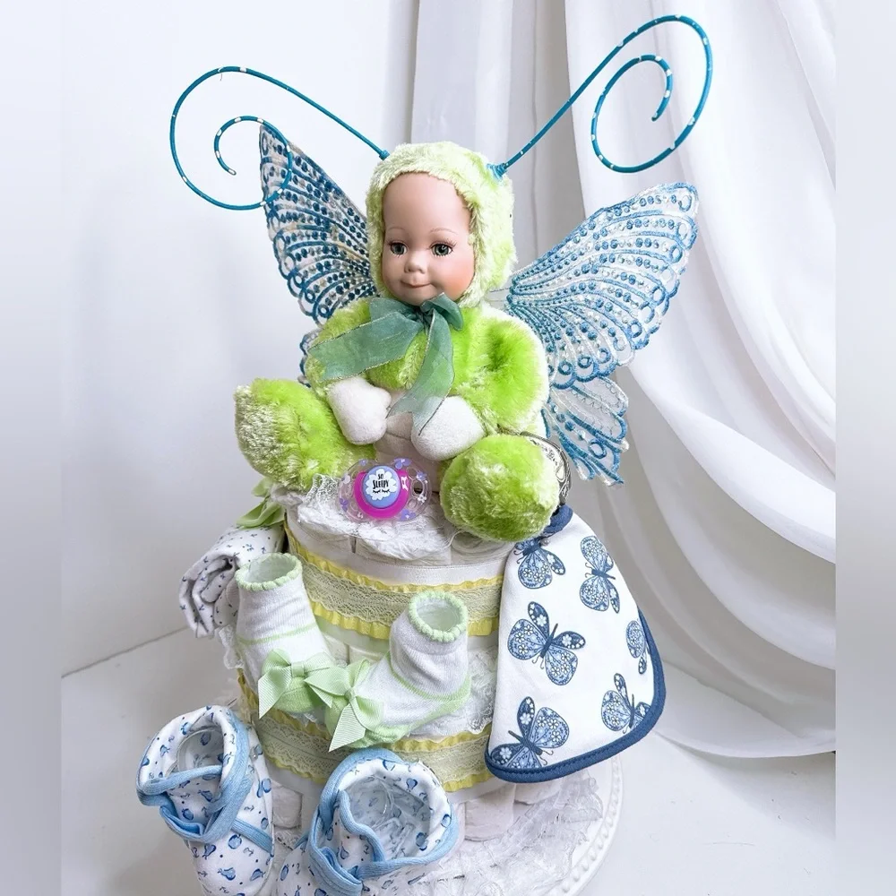 Butterfly Fairy Doll Diaper Cake, Baby Shower Gift