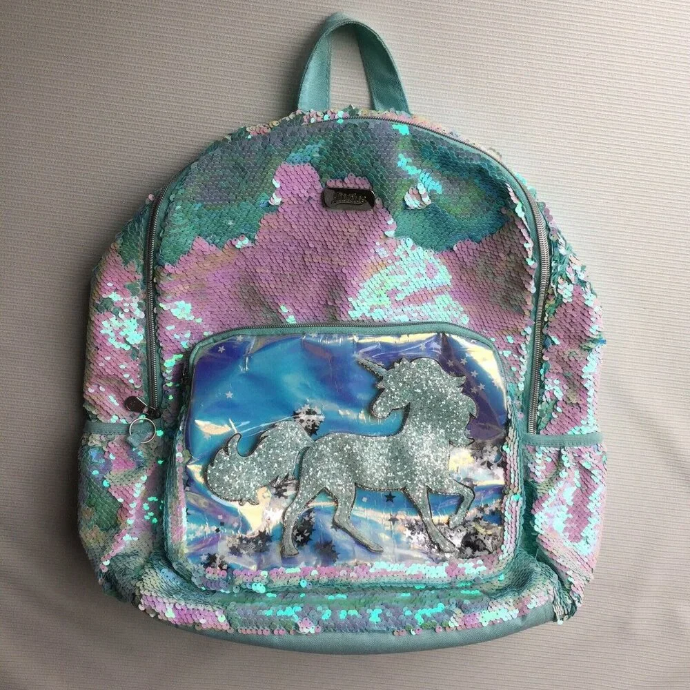 Justice Unicorn Flip Sequins Shaky Backpack Kids Girls School Bookbag Shimmery