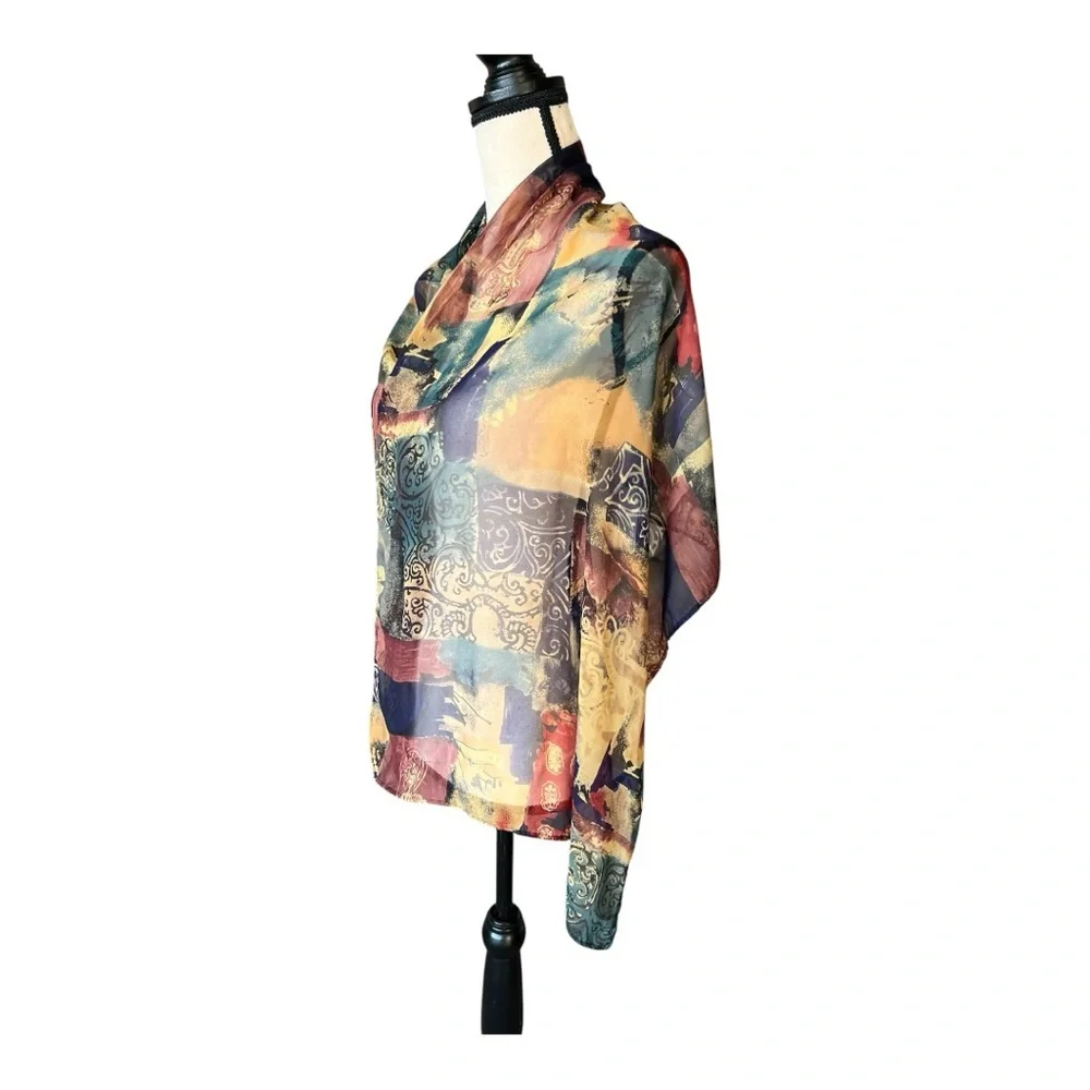 Women's Multicolor Patterned Lightweight Scarf Size L