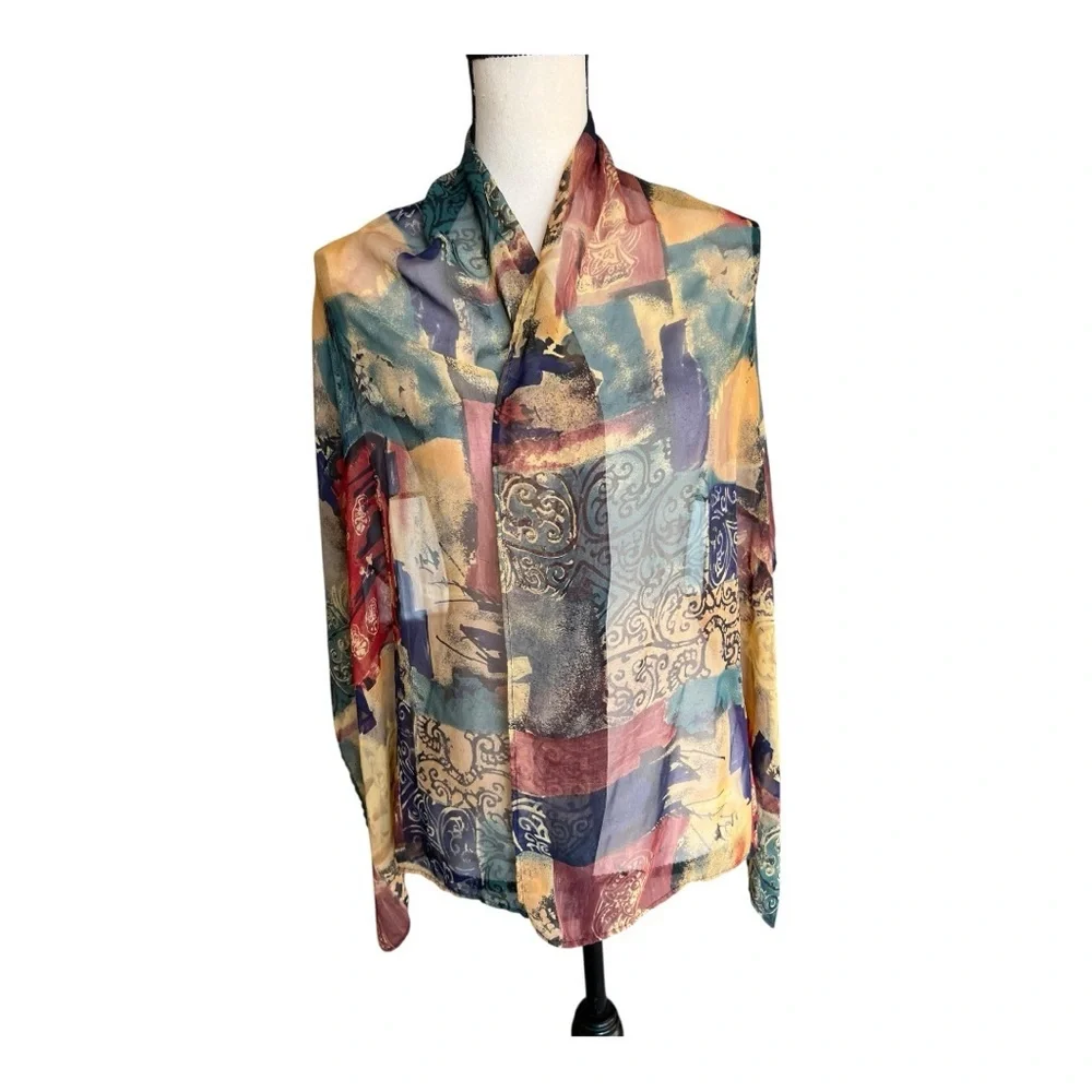 Women's Multicolor Patterned Lightweight Scarf Size L
