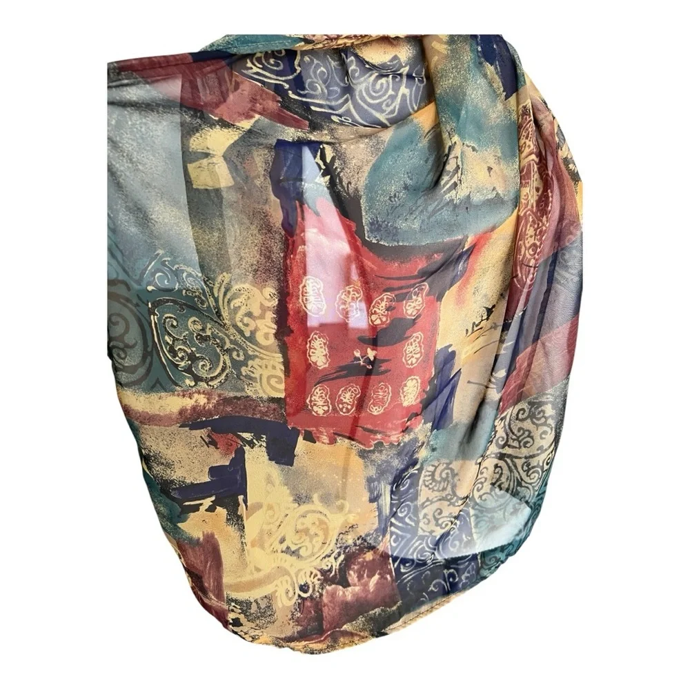 Women's Multicolor Patterned Lightweight Scarf Size L