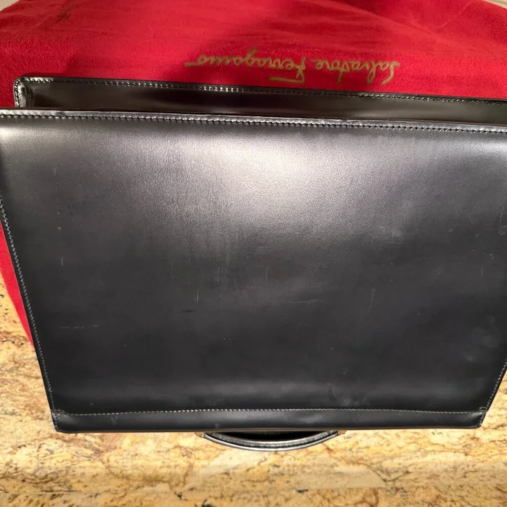Salvatore Ferragamo Black Leather Briefcase Like New