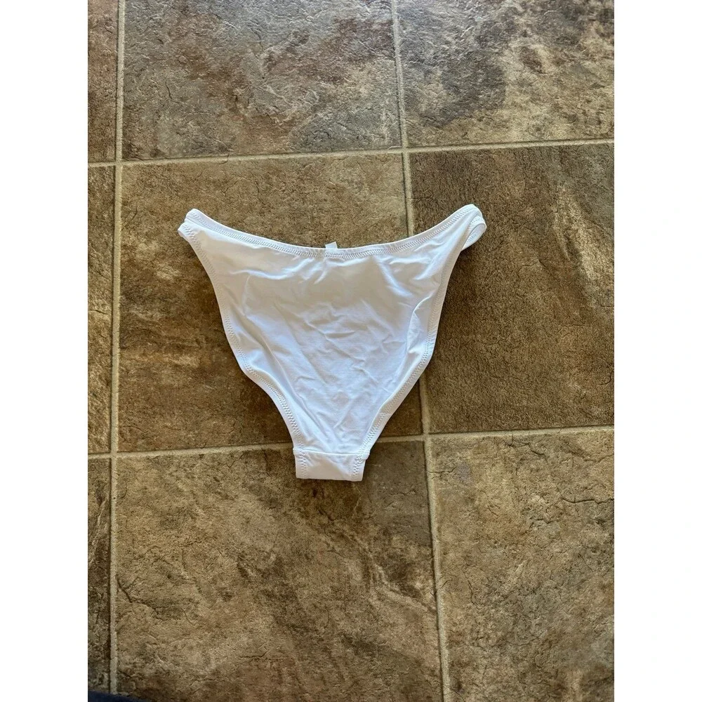 Skims Signature Swim Mid Coverage Bikini Bottom Snow XS