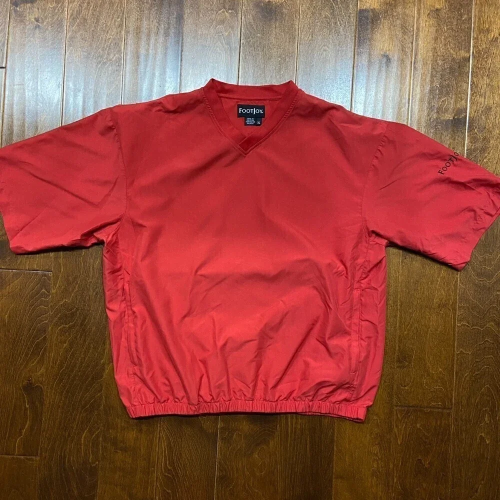 FootJoy Athletic Pullover Short Sleeved Red Windbreaker Golf Jacket Men's XL