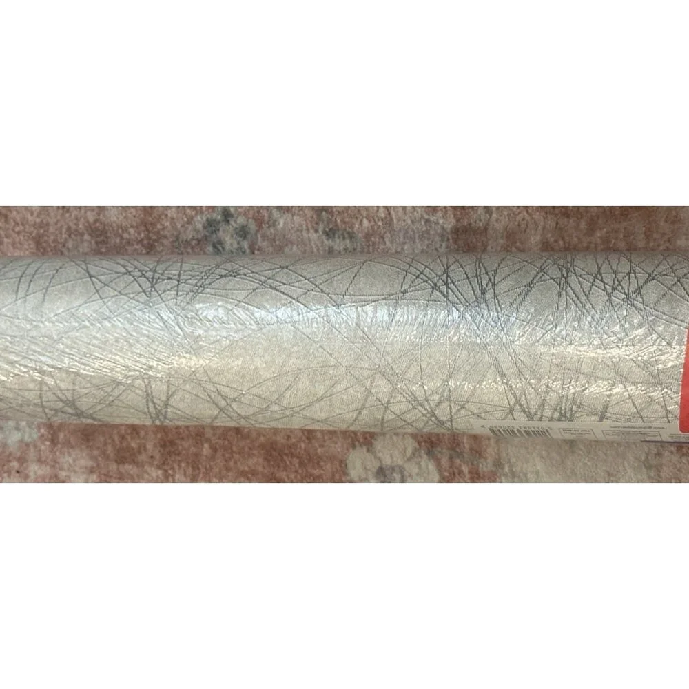 NEW Graham & Brown BoutiqueTwist Geometric Metallic Wallpaper White Silver