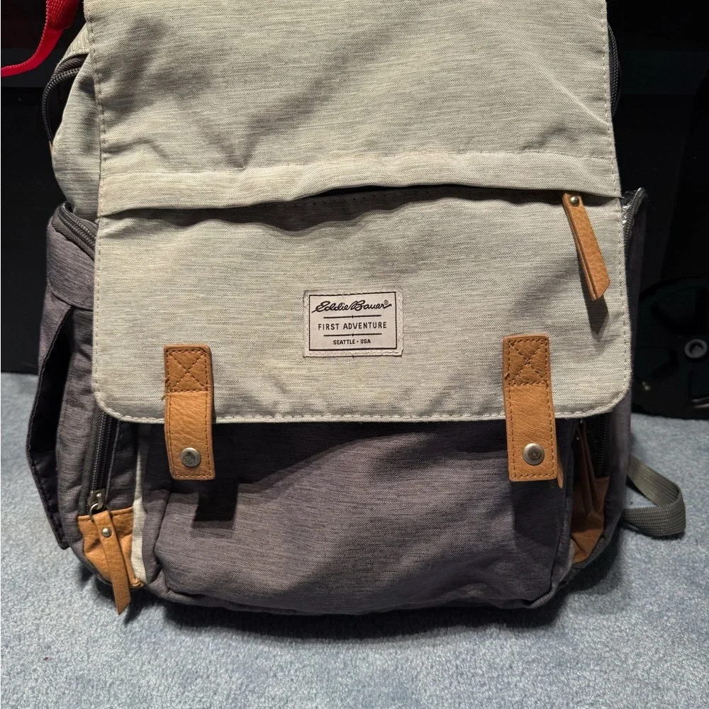 Eddie Bauer First Adventure Grey Diaper Bag Baby Tote