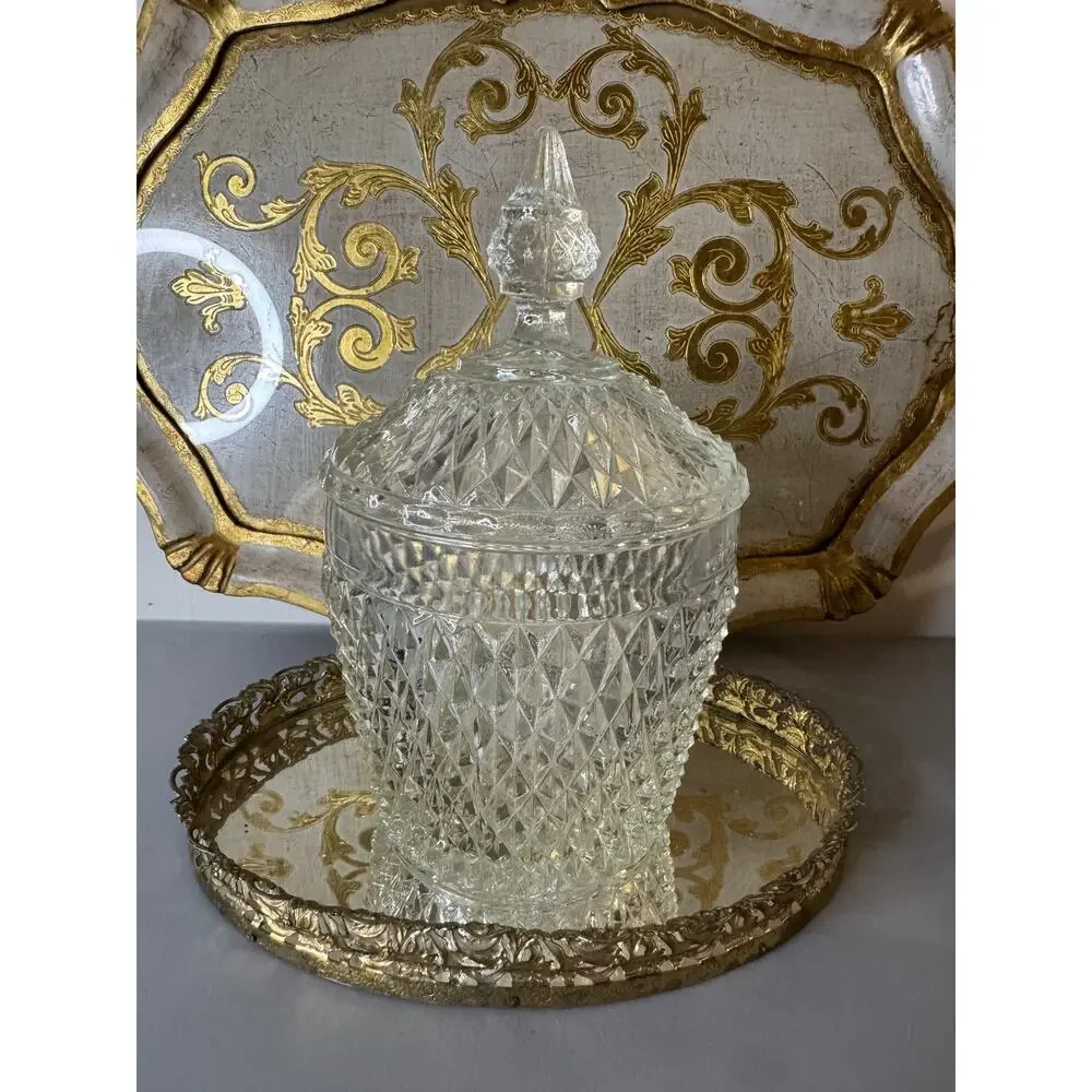 Clear Vintage Indiana Glass Diamon Point Ice Bucket