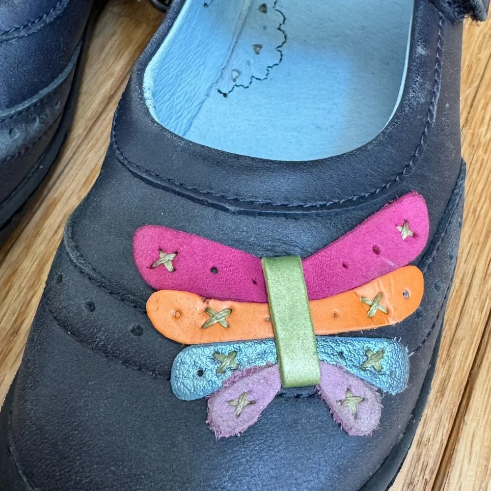 Umi Leather Kids Navy Dress Shoes with Multicolor Butterfly Girls 13 US/EUR 31