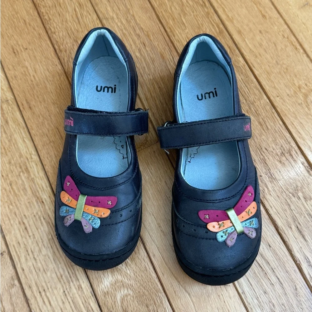 Umi Leather Kids Navy Dress Shoes with Multicolor Butterfly Girls 13 US/EUR 31