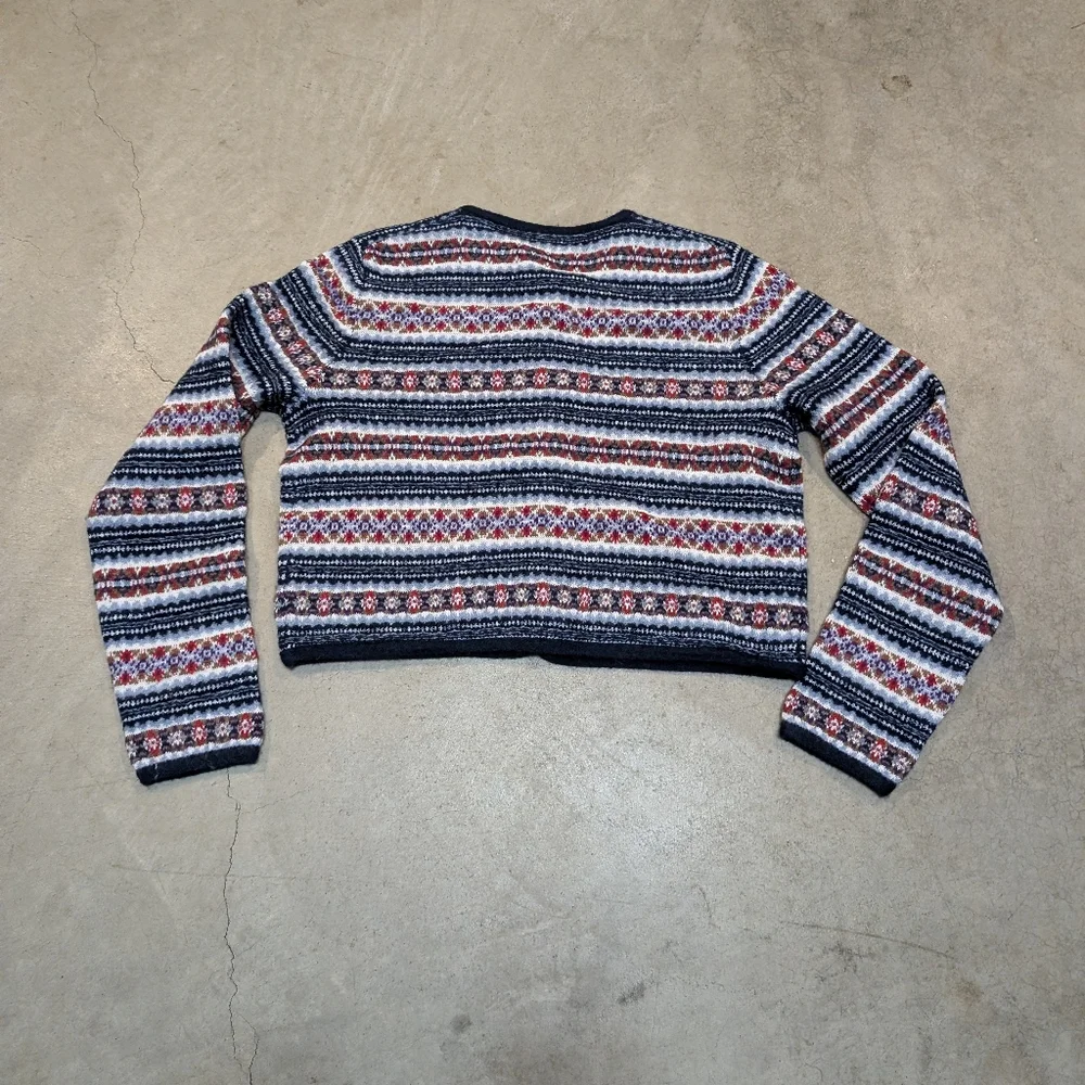 NWT J. Crew Fair Isle Sweater Women's M Cropped Wool Blend Striped