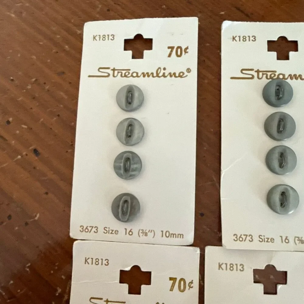 Vintage Streamline Gray Buttons Made in Italy | 16 Total | Size 16 (3/8”) | New