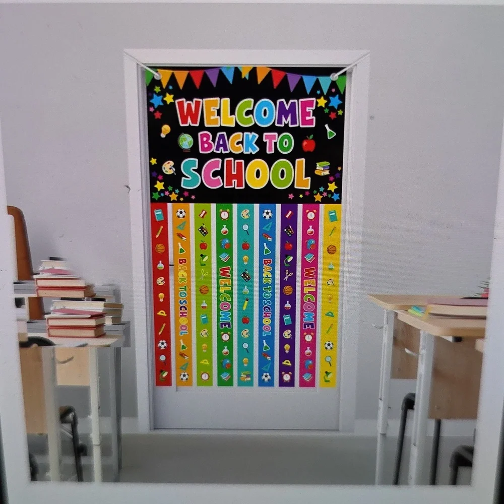 Colorful Welcome Back to School Door Banner 59.1 x 35.4 Inches