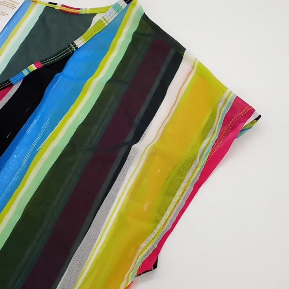 Anne Cole Mesh Tunic Swim Cover-Up‎ Multicolor Stripe XS/S
