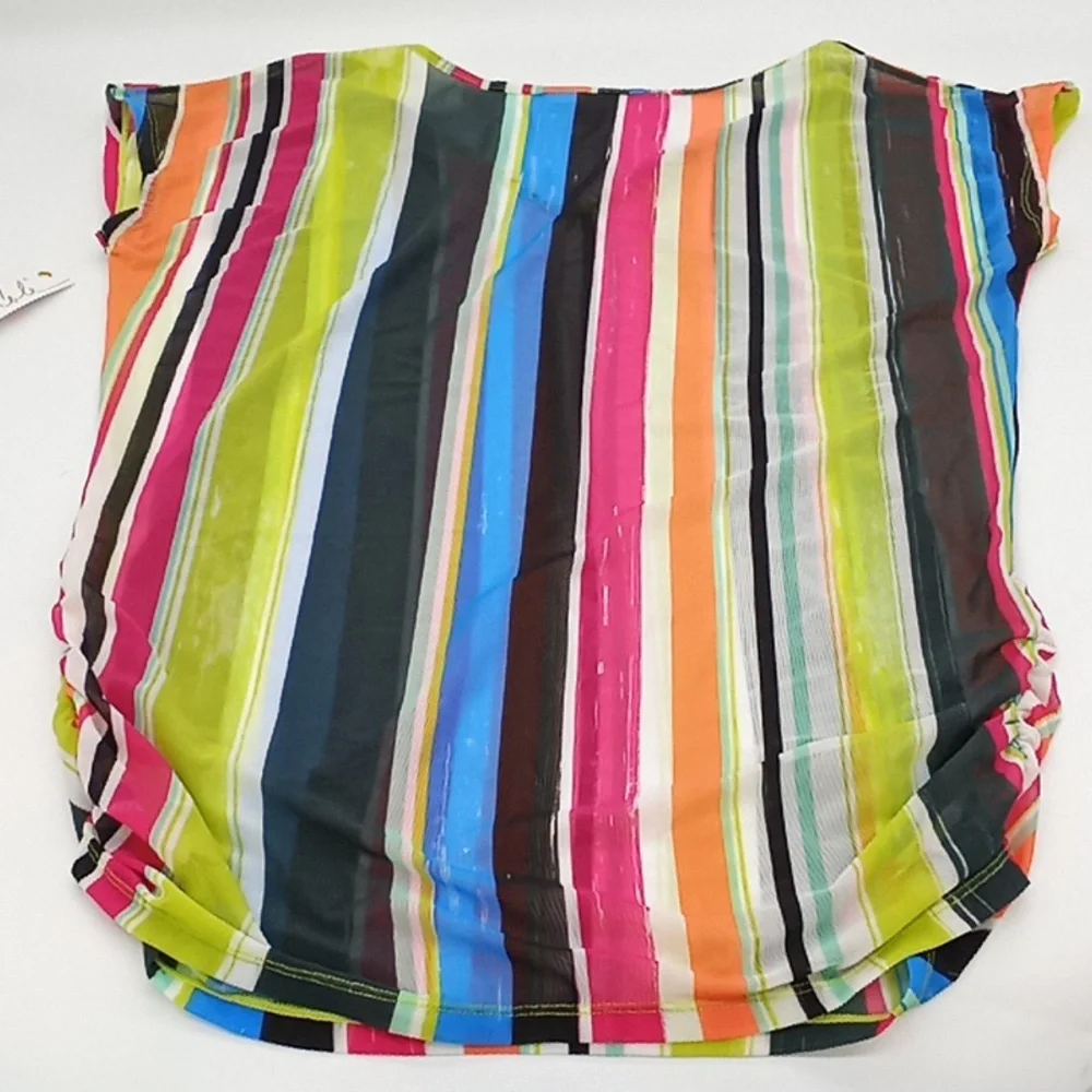 Anne Cole Mesh Tunic Swim Cover-Up‎ Multicolor Stripe XS/S