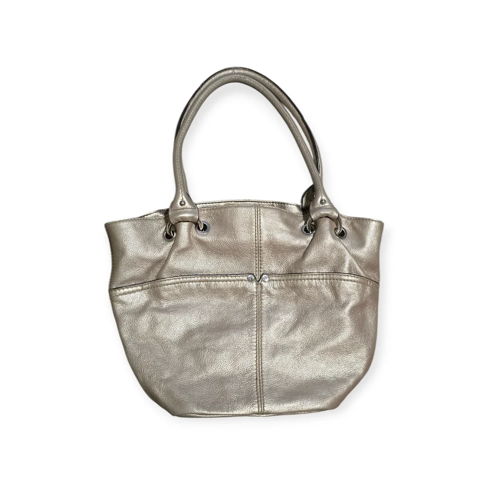 Tignanello Metallic Gold Leather Shoulder Bag