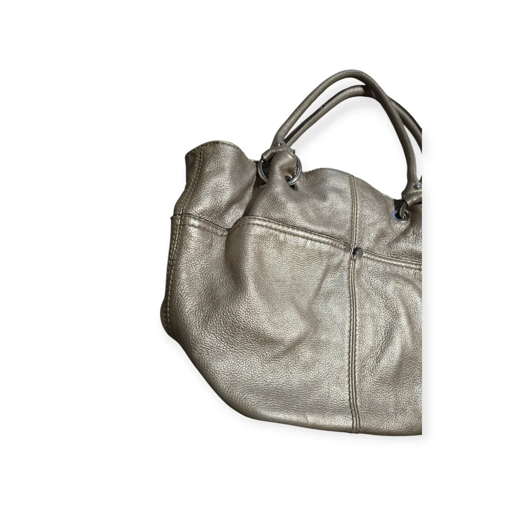 Tignanello Metallic Gold Leather Shoulder Bag