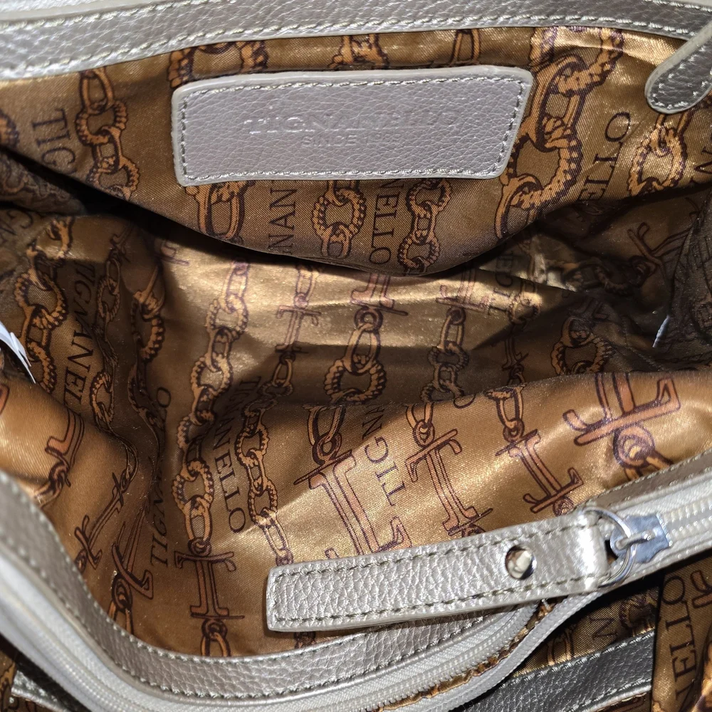 Tignanello Metallic Gold Leather Shoulder Bag