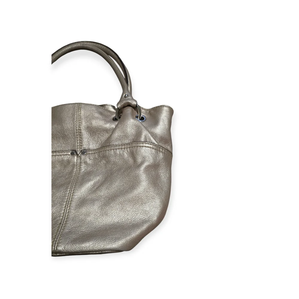Tignanello Metallic Gold Leather Shoulder Bag