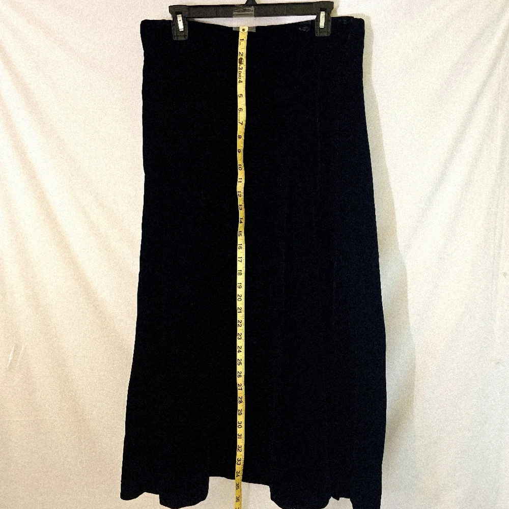 Talbots Classic Long Maxi Midi Black Velvet Skirt 2 POCKETS back zip Size 16