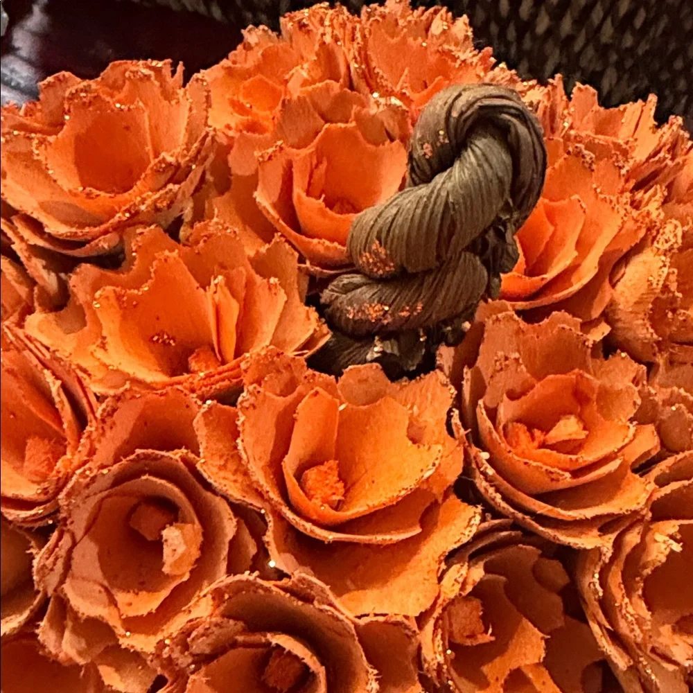 Orange Floral Pumpkin Home Accent