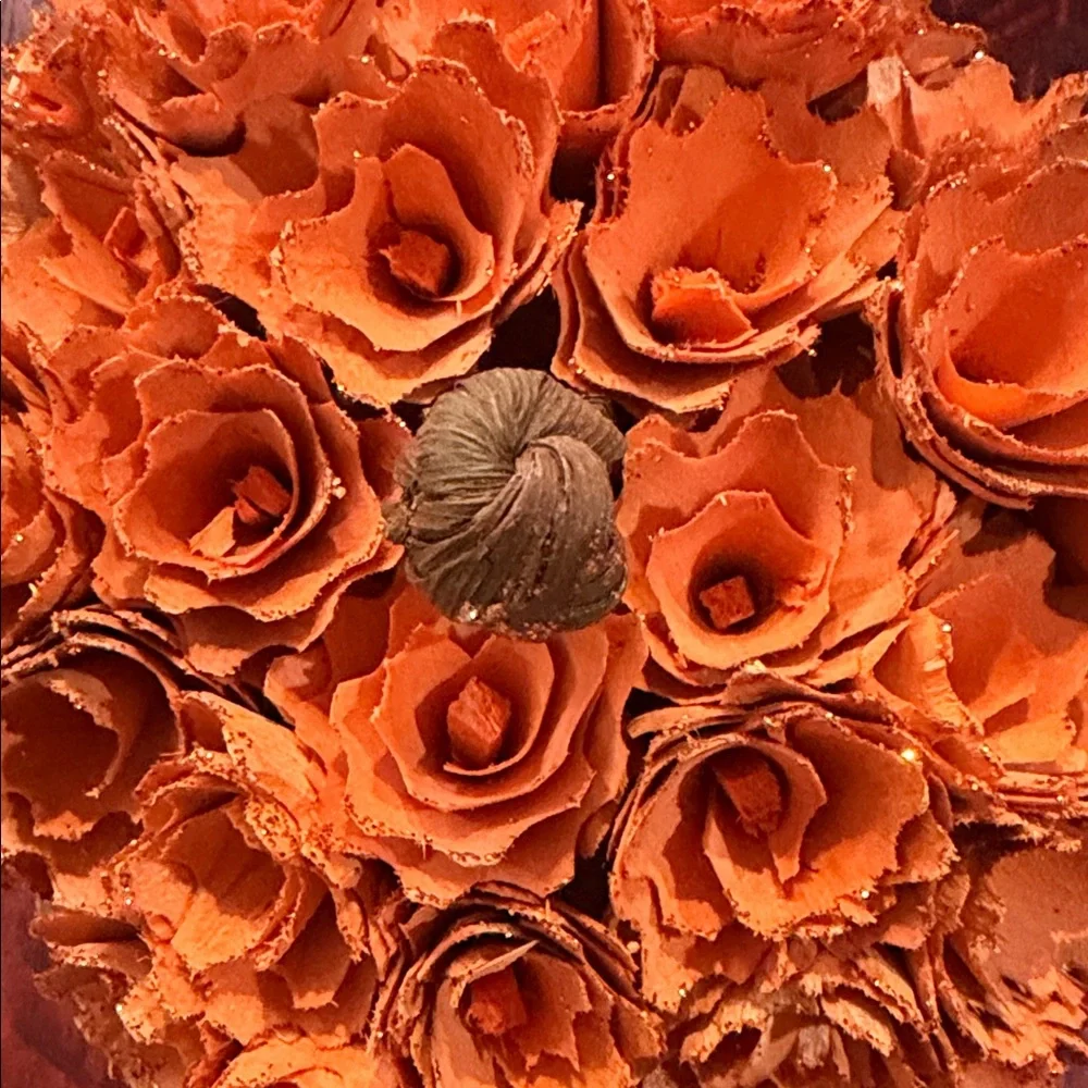 Orange Floral Pumpkin Home Accent