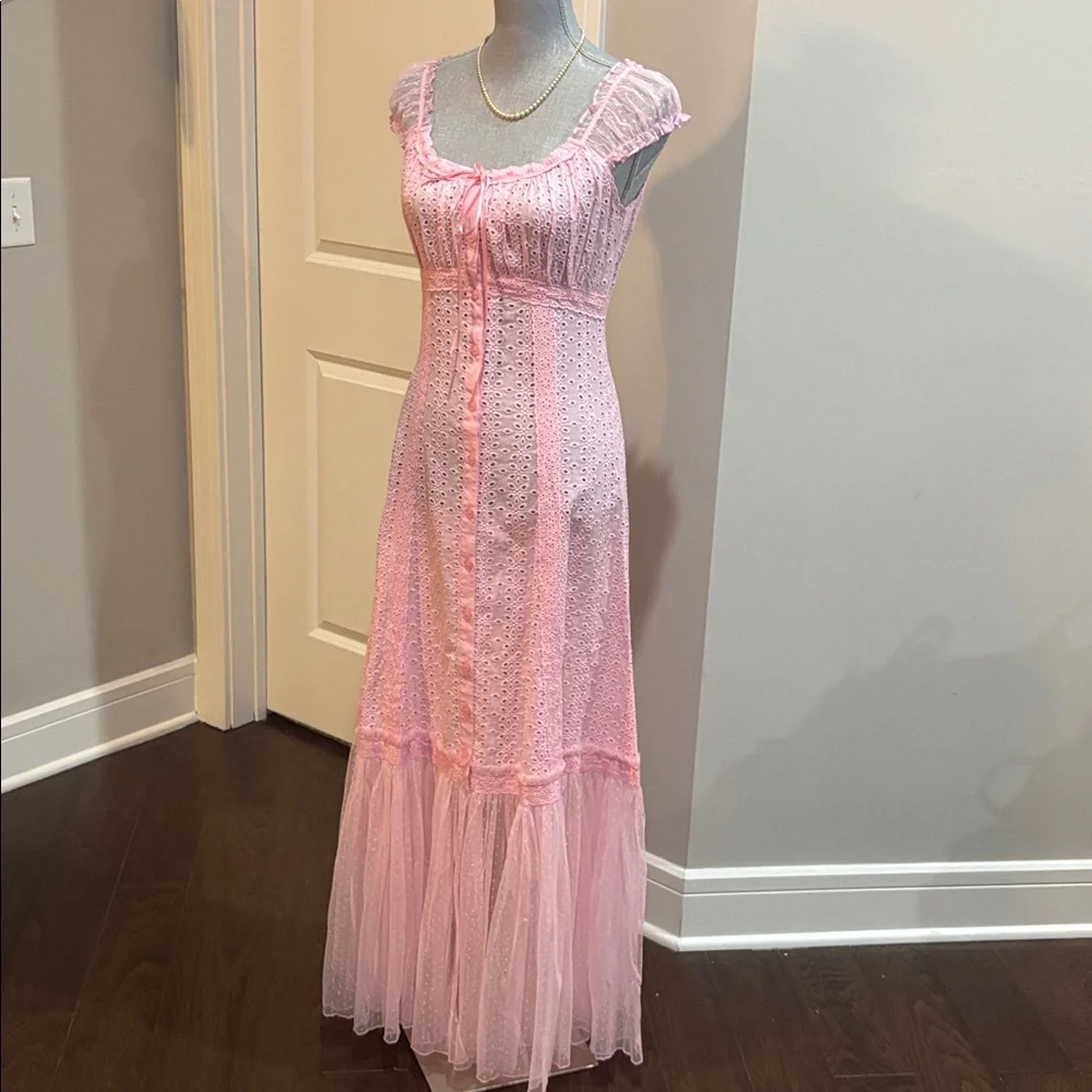 dELiA*s by Dolls Kill Junebug Feels Eyelet Maxi Dress in pink size xs