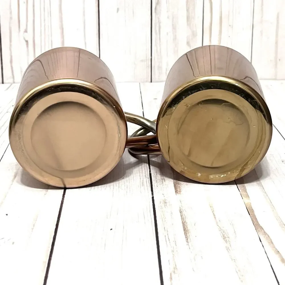 STOLI VODKA Moscow Mule Mugs COPPER OVER STAINLESS STEEL - 4” Tall - Set Of 2
