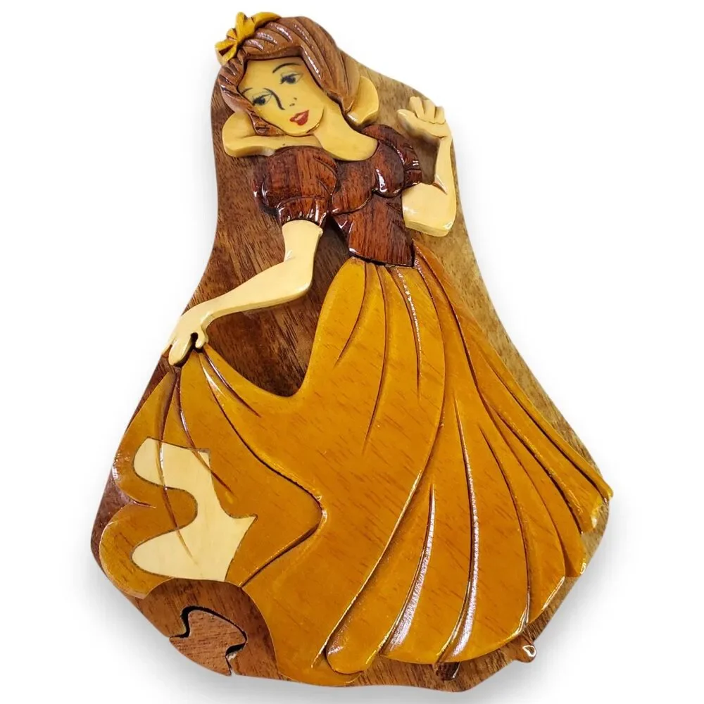 Disney Snow White Intarsia Wood Puzzle Box Handcrafted Trinket Jewelry Case 7in