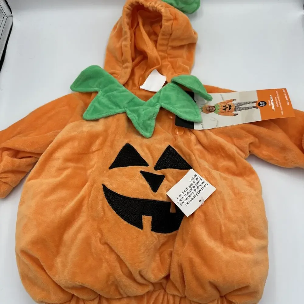 Hyde & Eek Soft Pullover Pumpkin Halloween Costume‎ Hood Infant Baby 6-12 Months