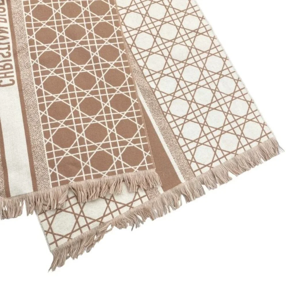 Christian Dior Scarf Cannage 31 Can205 I005 Logo Cashmere Wool Pink White