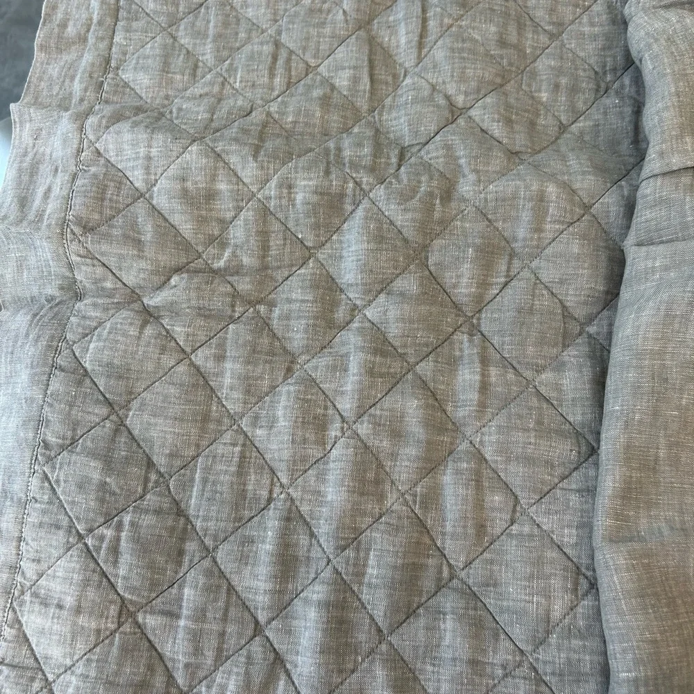 Set of 2 Pottery Barn Belgian Flax Linen Pillow Shams EURO Size Flagstone