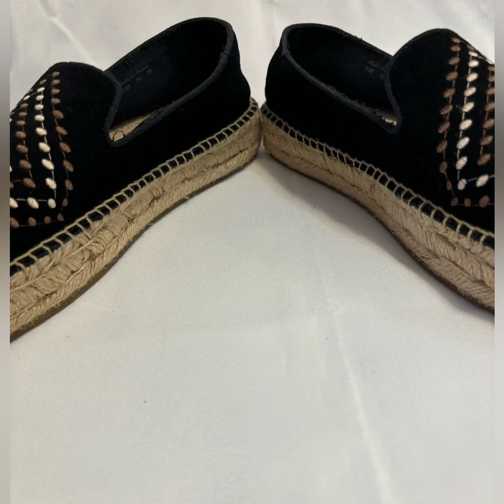 Jack Rogers Luna Suede Embroidered Detail Slip On Espadrilles Women Size 9.5